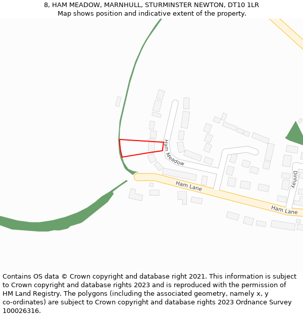 8, HAM MEADOW, MARNHULL, STURMINSTER NEWTON, DT10 1LR: Location map and indicative extent of plot