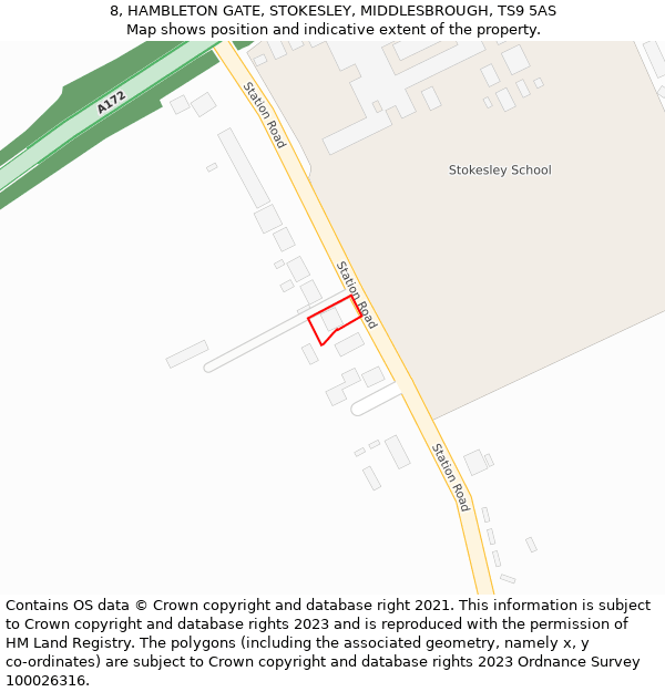 8, HAMBLETON GATE, STOKESLEY, MIDDLESBROUGH, TS9 5AS: Location map and indicative extent of plot