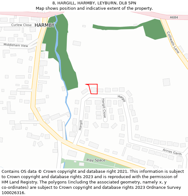 8, HARGILL, HARMBY, LEYBURN, DL8 5PN: Location map and indicative extent of plot