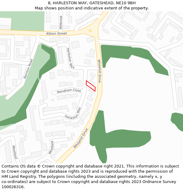 8, HARLESTON WAY, GATESHEAD, NE10 9BH: Location map and indicative extent of plot