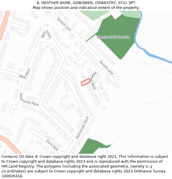 8, HEATHER BANK, GOBOWEN, OSWESTRY, SY11 3PT: Location map and indicative extent of plot