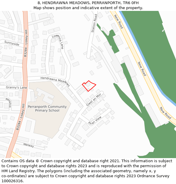 8, HENDRAWNA MEADOWS, PERRANPORTH, TR6 0FH: Location map and indicative extent of plot