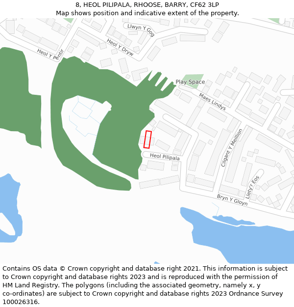 8, HEOL PILIPALA, RHOOSE, BARRY, CF62 3LP: Location map and indicative extent of plot