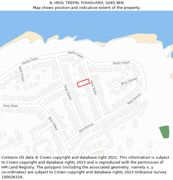 8, HEOL TREFIN, FISHGUARD, SA65 9EN: Location map and indicative extent of plot