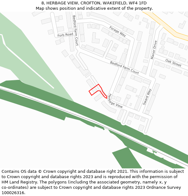 8, HERBAGE VIEW, CROFTON, WAKEFIELD, WF4 1FD: Location map and indicative extent of plot