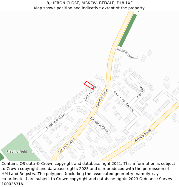 8, HERON CLOSE, AISKEW, BEDALE, DL8 1XF: Location map and indicative extent of plot