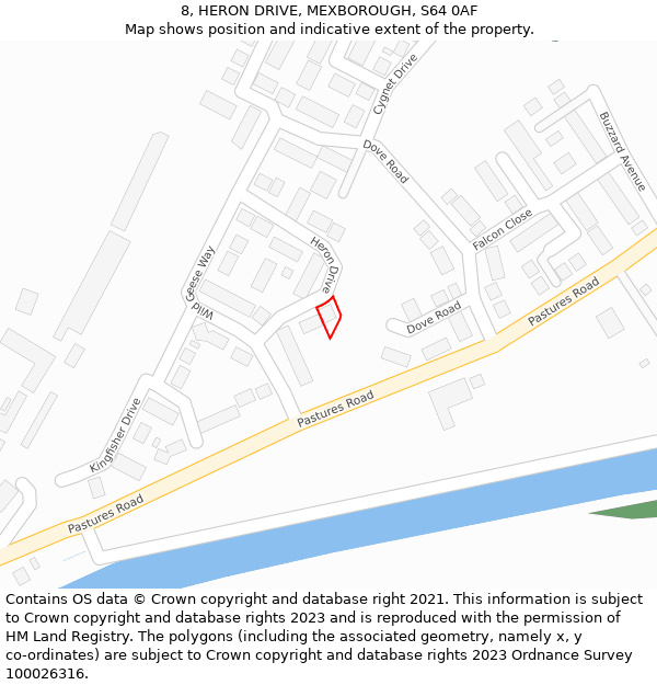 8, HERON DRIVE, MEXBOROUGH, S64 0AF: Location map and indicative extent of plot