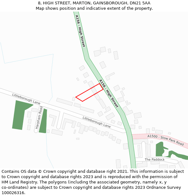 8, HIGH STREET, MARTON, GAINSBOROUGH, DN21 5AA: Location map and indicative extent of plot