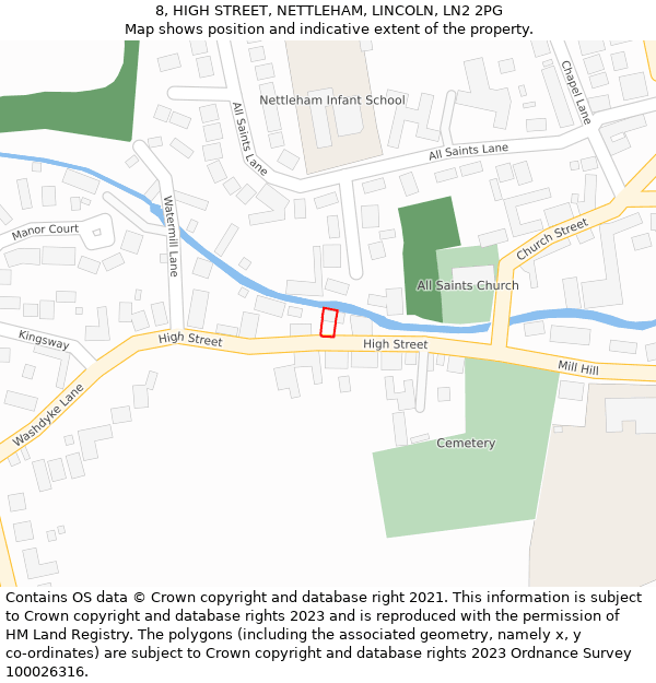 8, HIGH STREET, NETTLEHAM, LINCOLN, LN2 2PG: Location map and indicative extent of plot