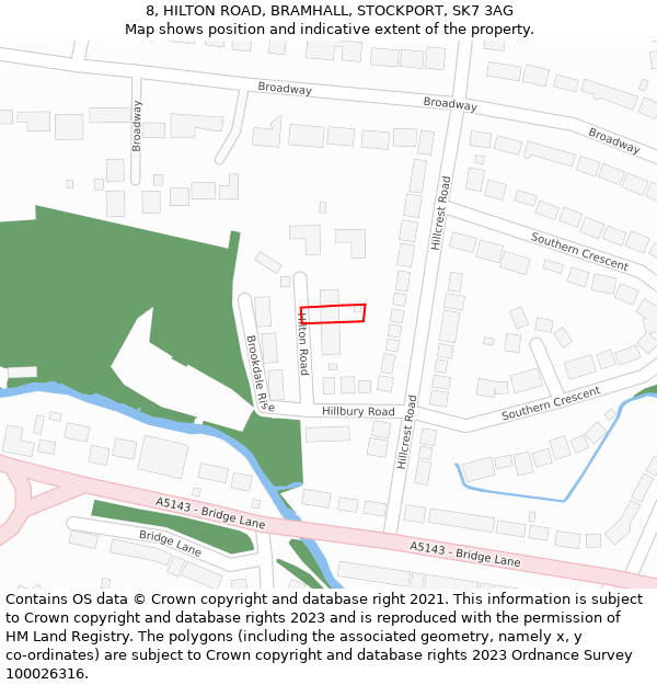 8, HILTON ROAD, BRAMHALL, STOCKPORT, SK7 3AG: Location map and indicative extent of plot