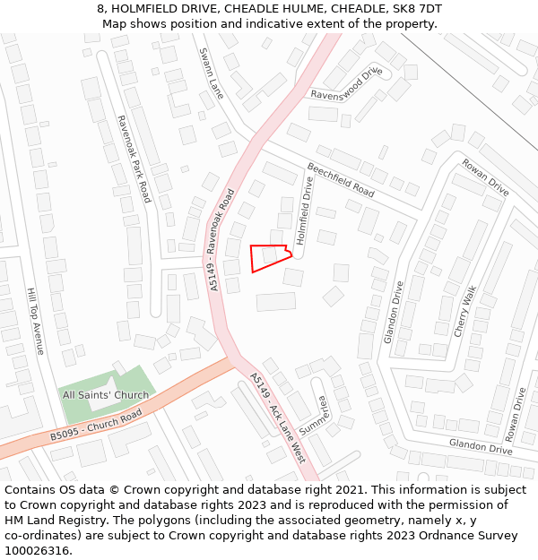 8, HOLMFIELD DRIVE, CHEADLE HULME, CHEADLE, SK8 7DT: Location map and indicative extent of plot