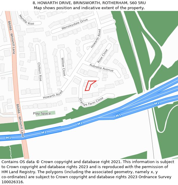 8, HOWARTH DRIVE, BRINSWORTH, ROTHERHAM, S60 5RU: Location map and indicative extent of plot