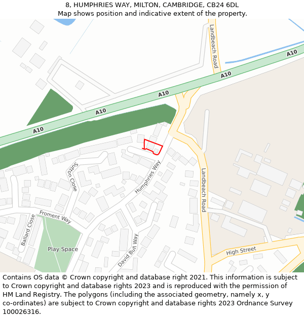 8, HUMPHRIES WAY, MILTON, CAMBRIDGE, CB24 6DL: Location map and indicative extent of plot