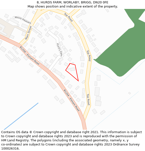 8, HURDS FARM, WORLABY, BRIGG, DN20 0FE: Location map and indicative extent of plot