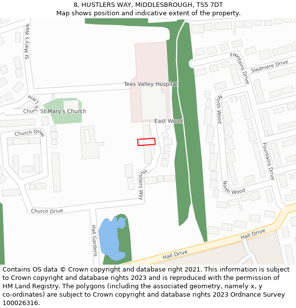 8, HUSTLERS WAY, MIDDLESBROUGH, TS5 7DT: Location map and indicative extent of plot