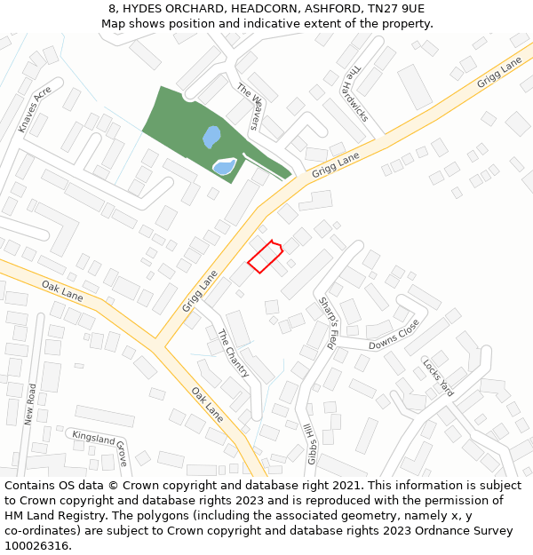 8, HYDES ORCHARD, HEADCORN, ASHFORD, TN27 9UE: Location map and indicative extent of plot