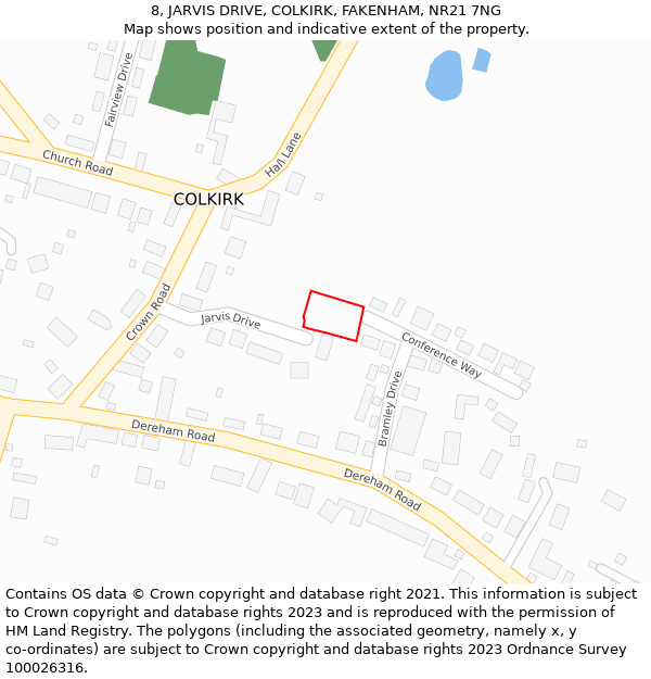 8, JARVIS DRIVE, COLKIRK, FAKENHAM, NR21 7NG: Location map and indicative extent of plot