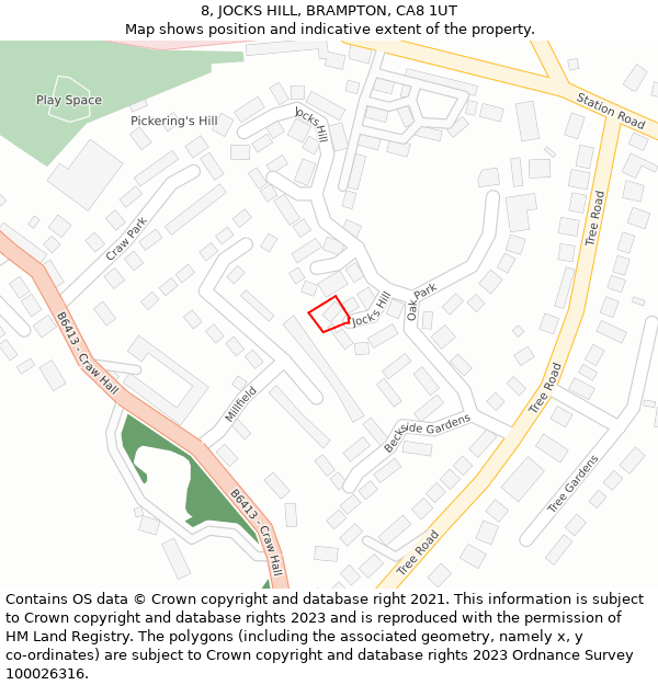 8, JOCKS HILL, BRAMPTON, CA8 1UT: Location map and indicative extent of plot