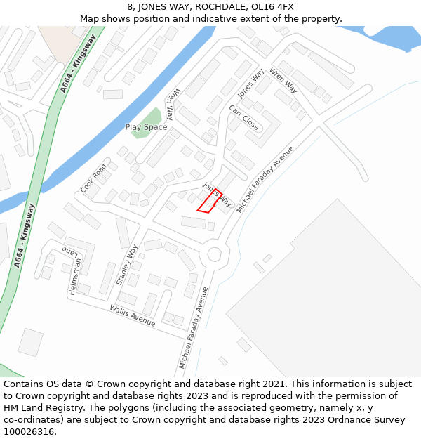 8, JONES WAY, ROCHDALE, OL16 4FX: Location map and indicative extent of plot