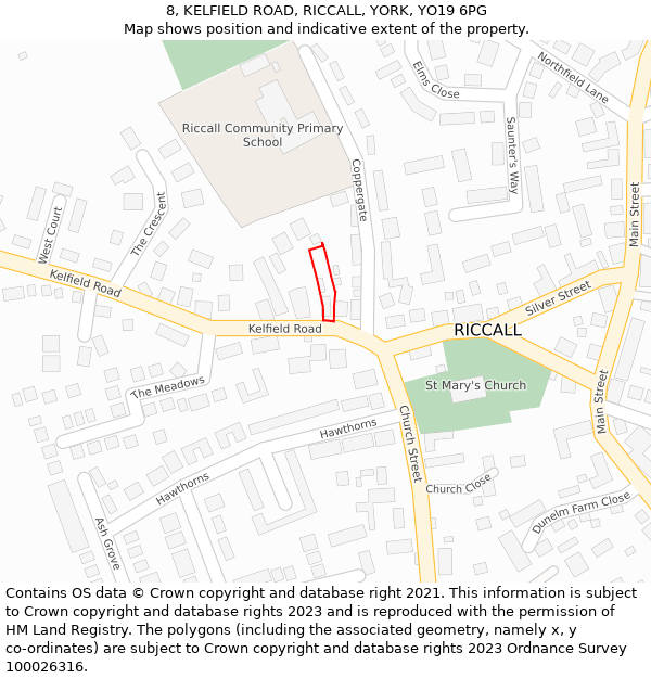 8, KELFIELD ROAD, RICCALL, YORK, YO19 6PG: Location map and indicative extent of plot