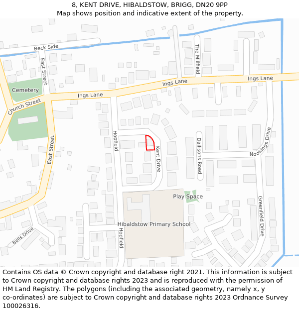 8, KENT DRIVE, HIBALDSTOW, BRIGG, DN20 9PP: Location map and indicative extent of plot