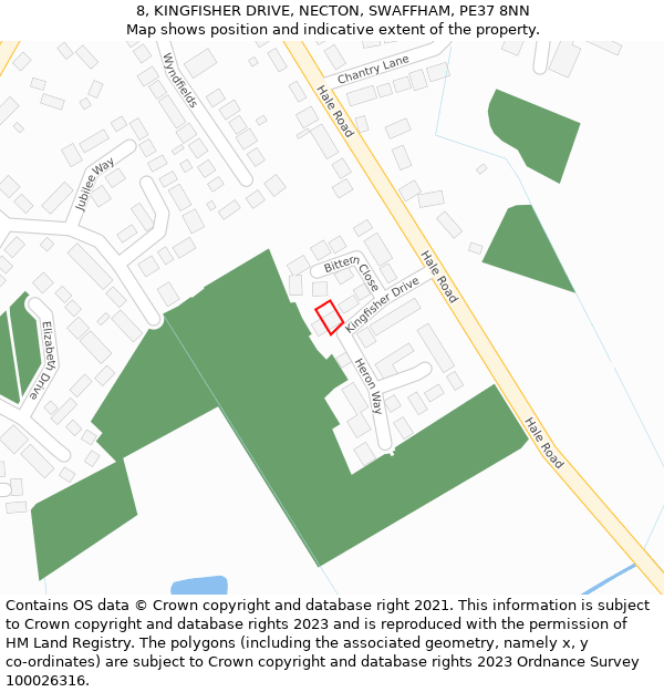 8, KINGFISHER DRIVE, NECTON, SWAFFHAM, PE37 8NN: Location map and indicative extent of plot