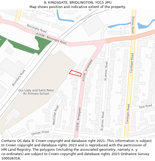 8, KINGSGATE, BRIDLINGTON, YO15 3PU: Location map and indicative extent of plot