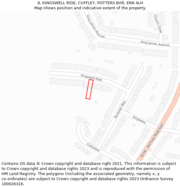 8, KINGSWELL RIDE, CUFFLEY, POTTERS BAR, EN6 4LH: Location map and indicative extent of plot