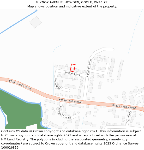 8, KNOX AVENUE, HOWDEN, GOOLE, DN14 7ZJ: Location map and indicative extent of plot