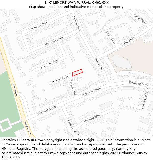 8, KYLEMORE WAY, WIRRAL, CH61 6XX: Location map and indicative extent of plot