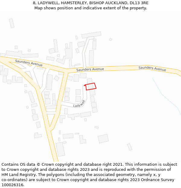 8, LADYWELL, HAMSTERLEY, BISHOP AUCKLAND, DL13 3RE: Location map and indicative extent of plot