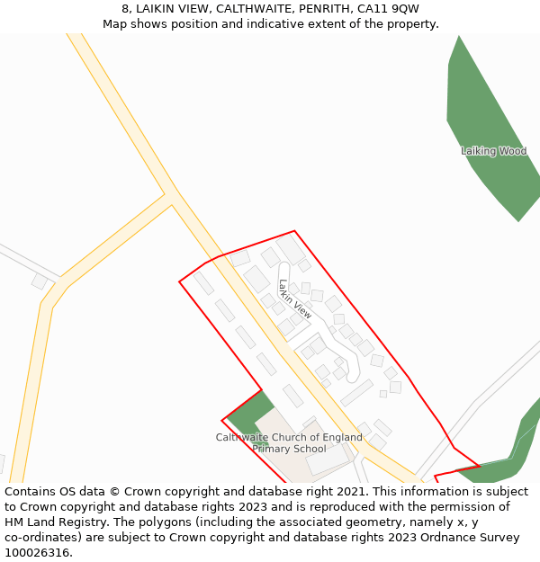 8, LAIKIN VIEW, CALTHWAITE, PENRITH, CA11 9QW: Location map and indicative extent of plot