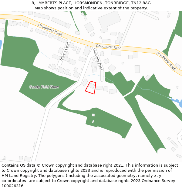 8, LAMBERTS PLACE, HORSMONDEN, TONBRIDGE, TN12 8AG: Location map and indicative extent of plot