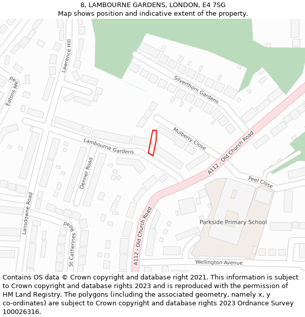 8, LAMBOURNE GARDENS, LONDON, E4 7SG: Location map and indicative extent of plot