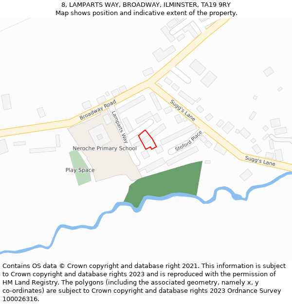 8, LAMPARTS WAY, BROADWAY, ILMINSTER, TA19 9RY: Location map and indicative extent of plot