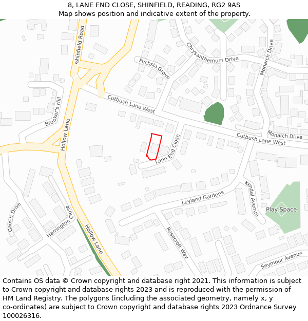 8, LANE END CLOSE, SHINFIELD, READING, RG2 9AS: Location map and indicative extent of plot