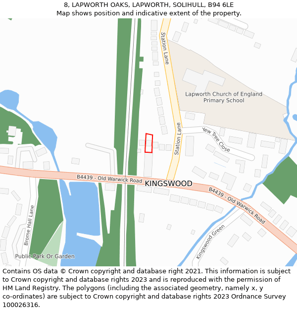 8, LAPWORTH OAKS, LAPWORTH, SOLIHULL, B94 6LE: Location map and indicative extent of plot