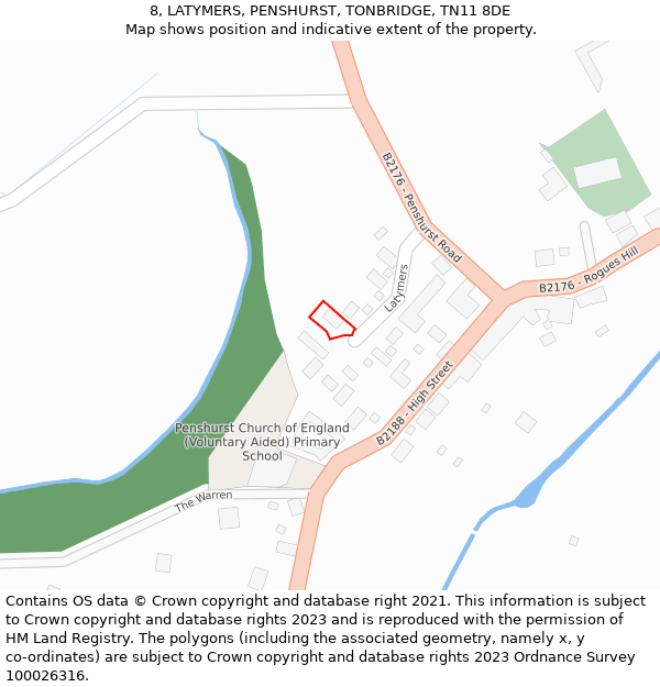 8, LATYMERS, PENSHURST, TONBRIDGE, TN11 8DE: Location map and indicative extent of plot