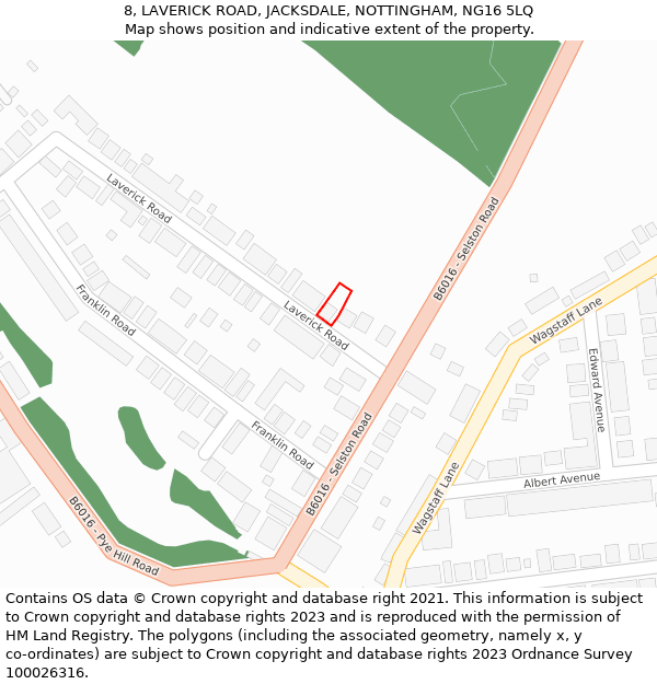 8, LAVERICK ROAD, JACKSDALE, NOTTINGHAM, NG16 5LQ: Location map and indicative extent of plot