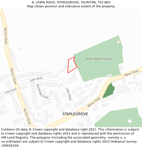 8, LAWN ROAD, STAPLEGROVE, TAUNTON, TA2 6EH: Location map and indicative extent of plot
