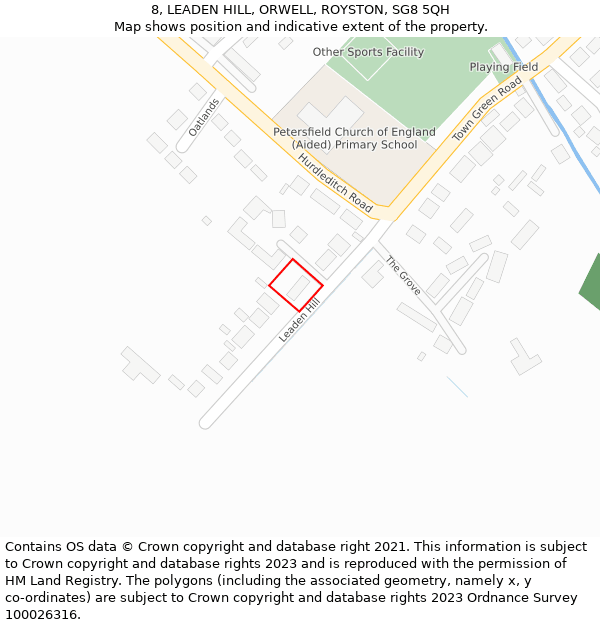 8, LEADEN HILL, ORWELL, ROYSTON, SG8 5QH: Location map and indicative extent of plot