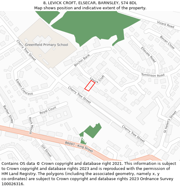 8, LEVICK CROFT, ELSECAR, BARNSLEY, S74 8DL: Location map and indicative extent of plot