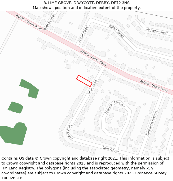 8, LIME GROVE, DRAYCOTT, DERBY, DE72 3NS: Location map and indicative extent of plot