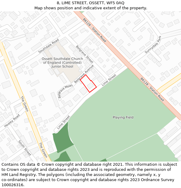 8, LIME STREET, OSSETT, WF5 0AQ: Location map and indicative extent of plot