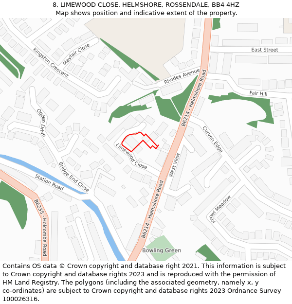 8, LIMEWOOD CLOSE, HELMSHORE, ROSSENDALE, BB4 4HZ: Location map and indicative extent of plot