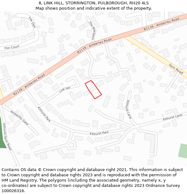 8, LINK HILL, STORRINGTON, PULBOROUGH, RH20 4LS: Location map and indicative extent of plot