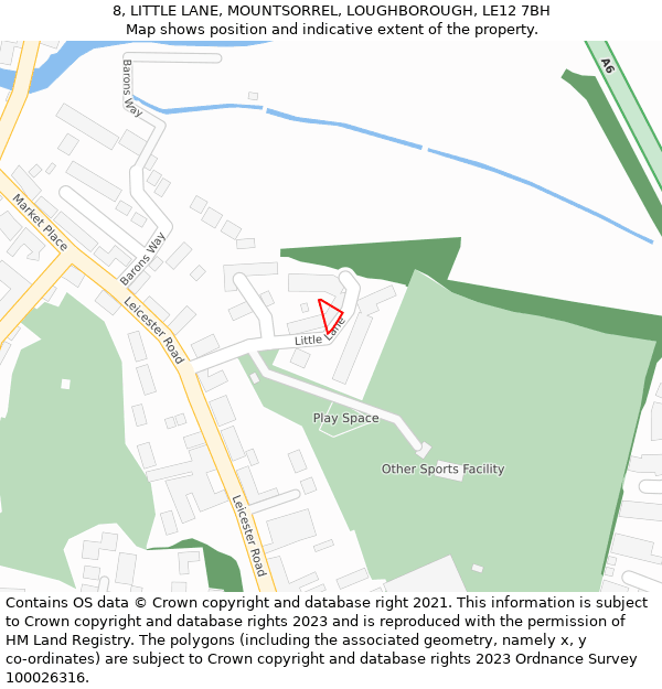 8, LITTLE LANE, MOUNTSORREL, LOUGHBOROUGH, LE12 7BH: Location map and indicative extent of plot