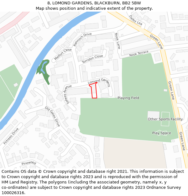 8, LOMOND GARDENS, BLACKBURN, BB2 5BW: Location map and indicative extent of plot