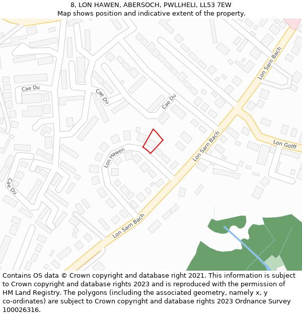 8, LON HAWEN, ABERSOCH, PWLLHELI, LL53 7EW: Location map and indicative extent of plot