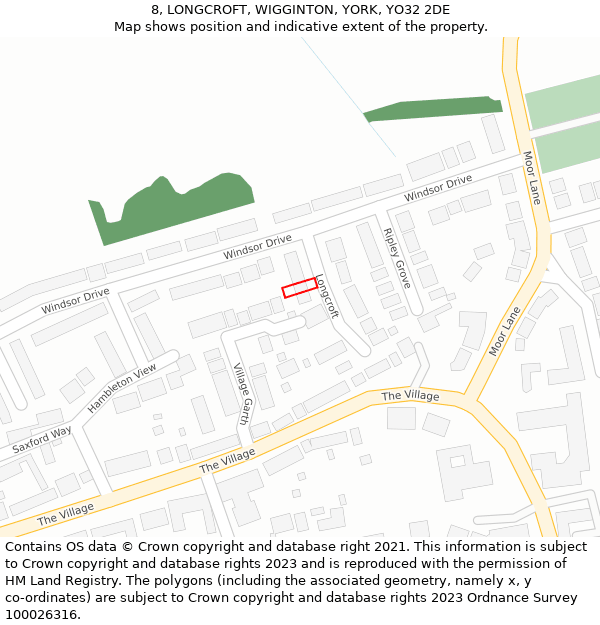 8, LONGCROFT, WIGGINTON, YORK, YO32 2DE: Location map and indicative extent of plot